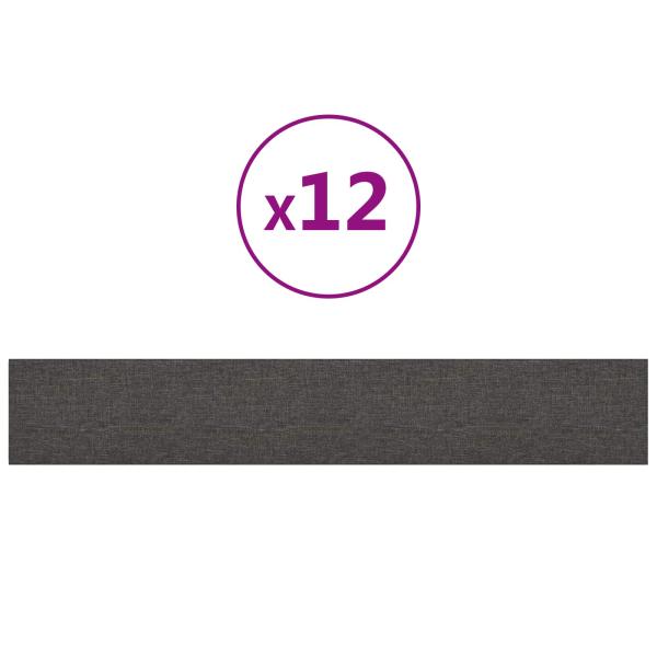 Wandkopfteilen 12 Stk. 90 x 15 cm Dunkelgrau Stoff