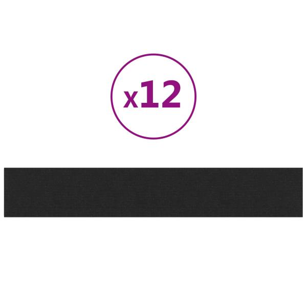 Wandkopfteilen 12 Stk. 90 x 15 cm Schwarz Stoff