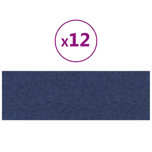 Wandkopfteilen 12 Stk. 90 x 30 cm Blau Stoff