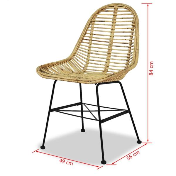 Esszimmerstühle 2 Stk. Natur Rattan