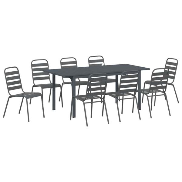 Garten Essgruppe 9 stk. Anthrazit Pulverbeschichteter Stahl