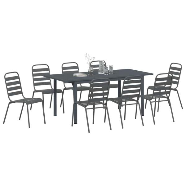 Garten Essgruppe 9 stk. Anthrazit Pulverbeschichteter Stahl