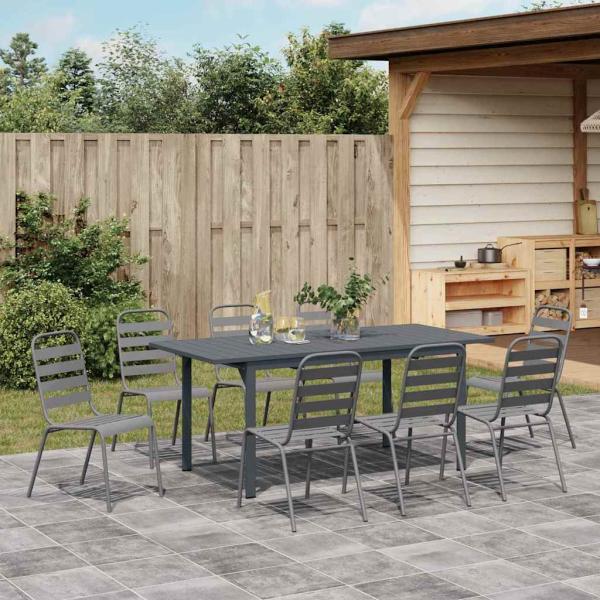 Garten Essgruppe 9 stk. Anthrazit Pulverbeschichteter Stahl