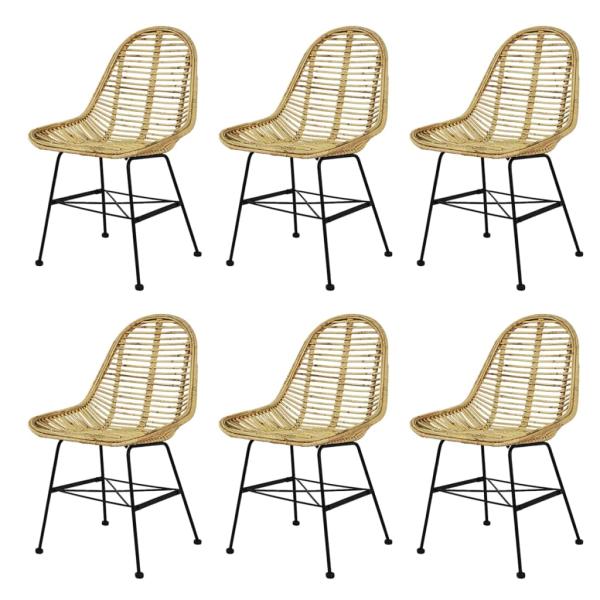 ARDEBO.de - Esszimmerstühle 6 Stk. Rattan Natur