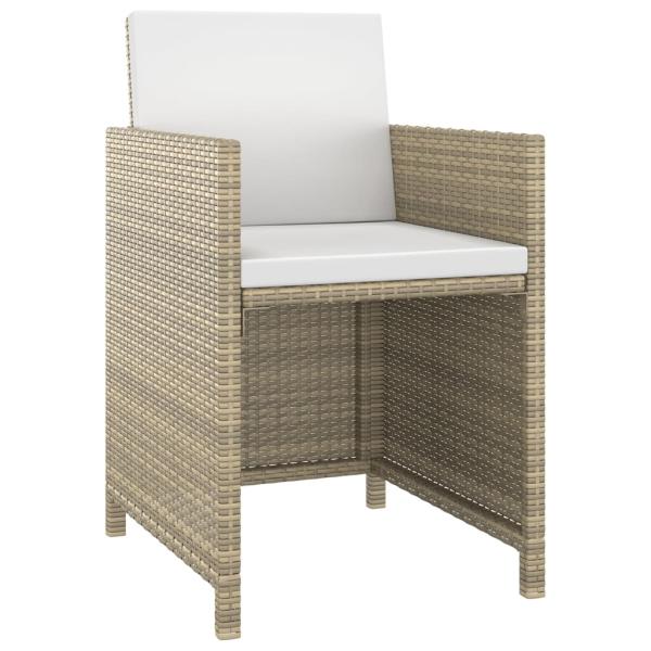 5-tlg. Garten-Essgruppe mit Kissen Poly Rattan Beige