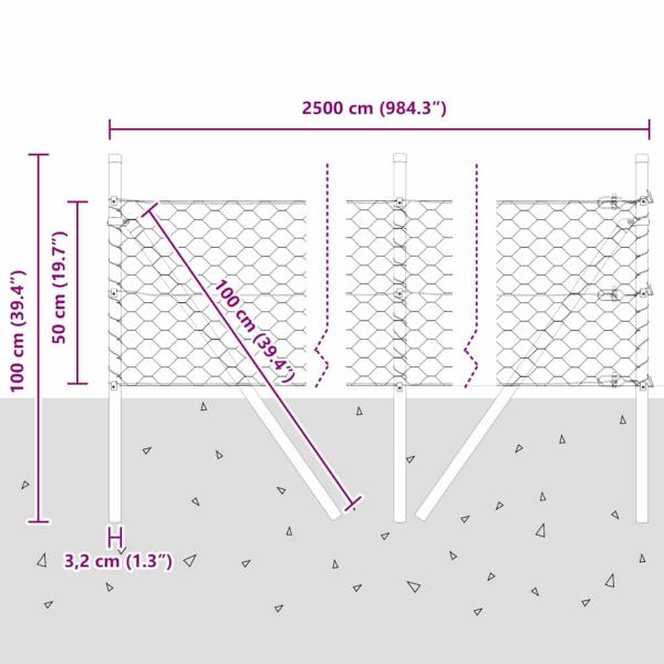 Sechseckiger Zaunbodenfixierung 25 x 0,5 m Waldgrün Netz