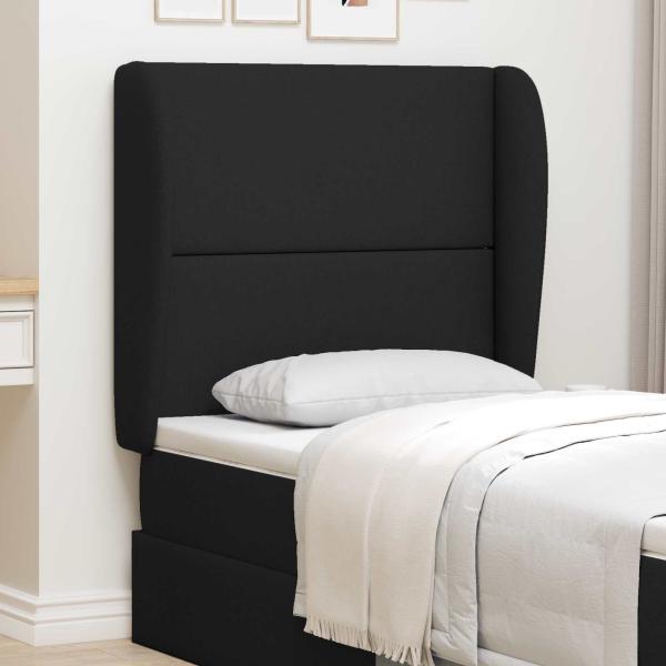 ARDEBO.de - Kopfteil Ohr Schwarz 80 x 23 x 6 cm Stoff
