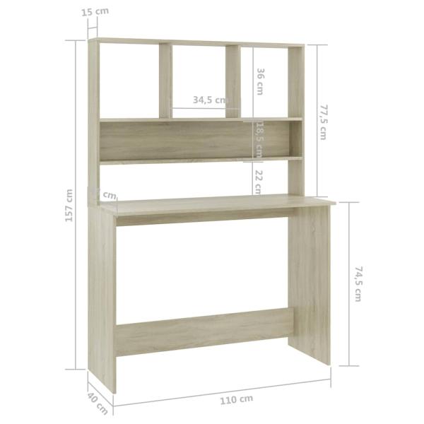 Schreibtisch mit Regalen Sonoma-Eiche 110x45x157 cm