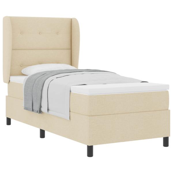 Boxspringbett mit Kopfteil Creme 100 x 200 cm Stoff