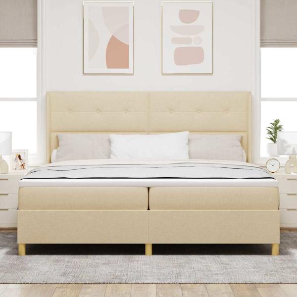 Boxspringbett mit Matratze Creme 200 x 200 cm Stoff