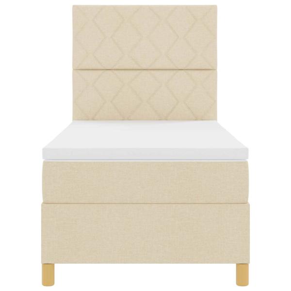 LED Boxspringbett mit Matratze Creme 100 x 200 cm Stoff