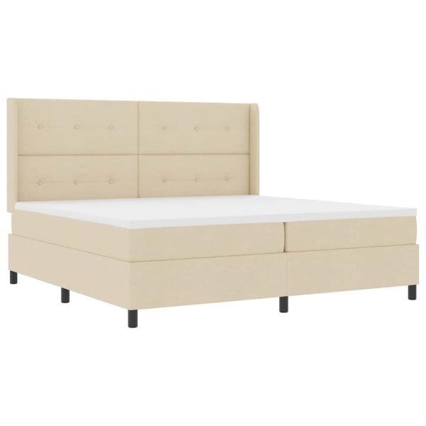 LED Boxspringbett mit Kopfteil Creme 200 x 200 cm Stoff