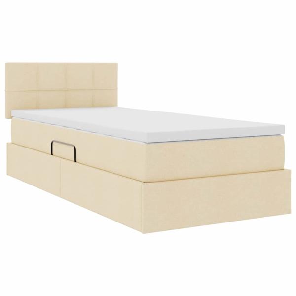 Aufbewahrungsbett mit Matratze Creme 100 x 200 cm Samt