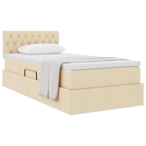Aufbewahrungsbett mit Matratze Creme 100 x 200 cm Samt