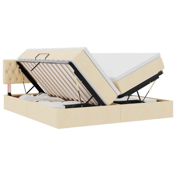 Aufbewahrungsbett mit Matratze Creme 200 x 200 cm Kunstleder