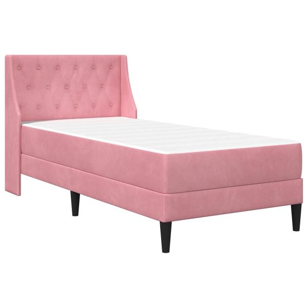 Bettgestell mit Matratze mit Matratze Rosa 80 x 200 cm Samt