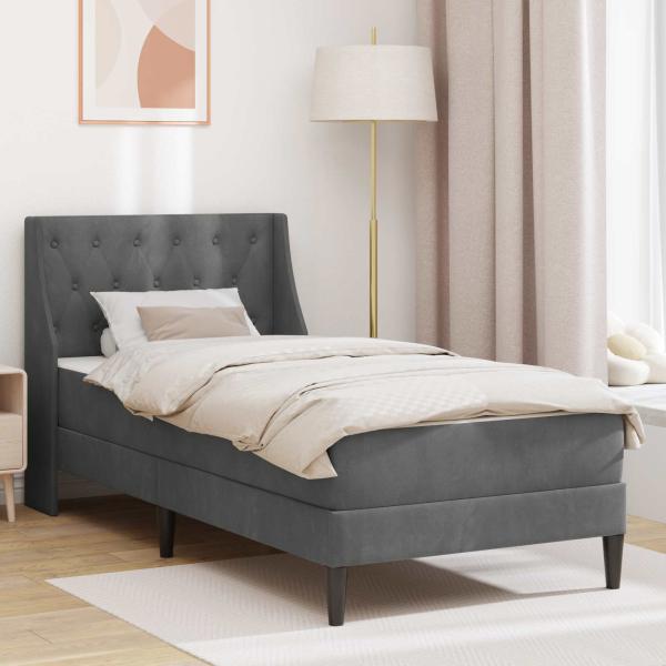 ARDEBO.de - Bettgestell mit Matratze Dunkelgrau 90 x 200 cm Samt