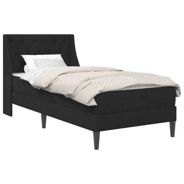 Bettgestell mit Matratze mit Matratze Schwarz 90 x 200 cm Samt