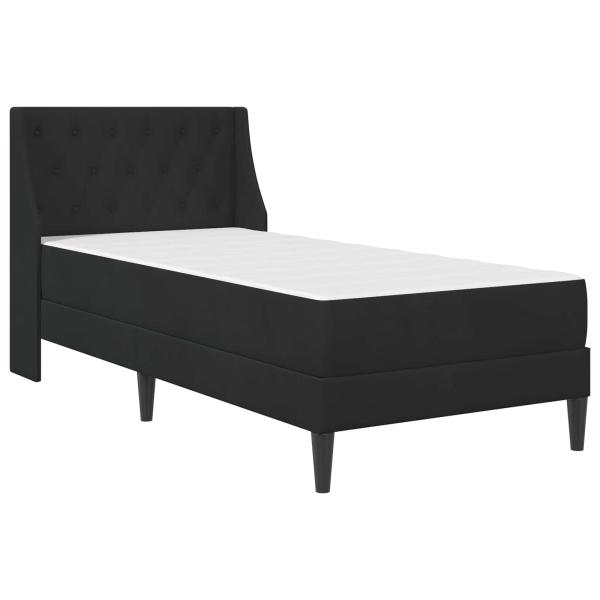 Bettgestell mit Matratze mit Matratze Schwarz 90 x 200 cm Samt