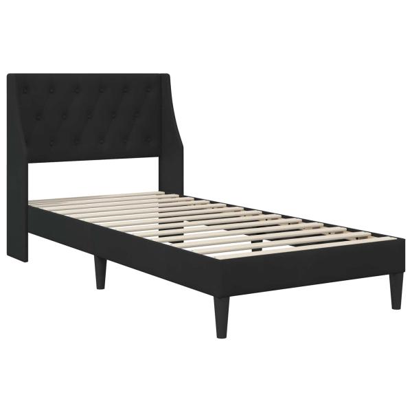 Bettgestell mit Matratze mit Matratze Schwarz 90 x 200 cm Samt
