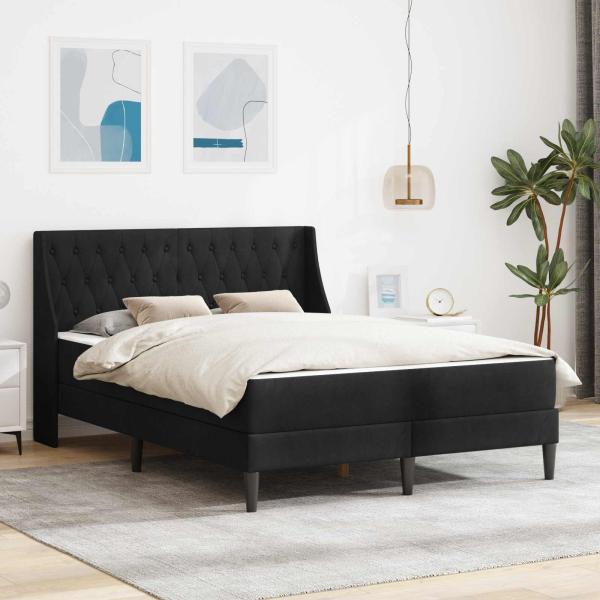 ARDEBO.de - Bettgestell mit Matratze mit Matratze Schwarz 120 x 200 cm Samt