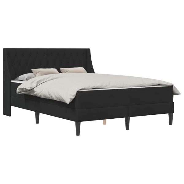 Bettgestell mit Matratze mit Matratze Schwarz 120 x 200 cm Samt