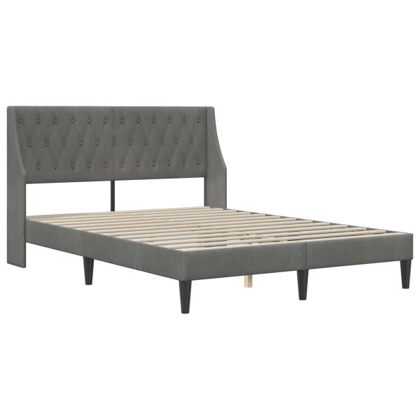 Bettgestell mit Matratze Dunkelgrau 140 x 200 cm Samt
