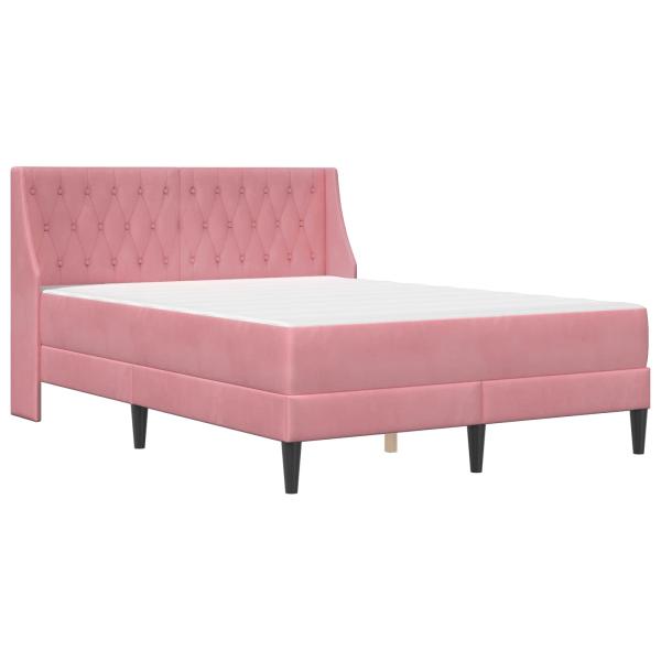 Bettgestell mit Matratze mit Matratze Rosa 180 x 200 cm Samt
