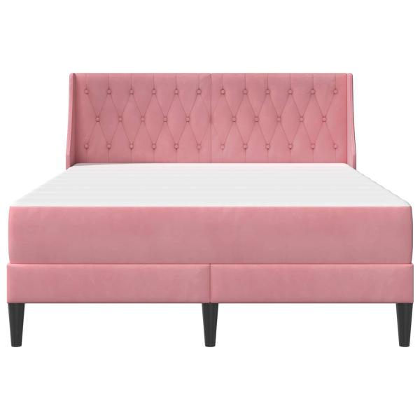 Bettgestell mit Matratze mit Matratze Rosa 180 x 200 cm Samt