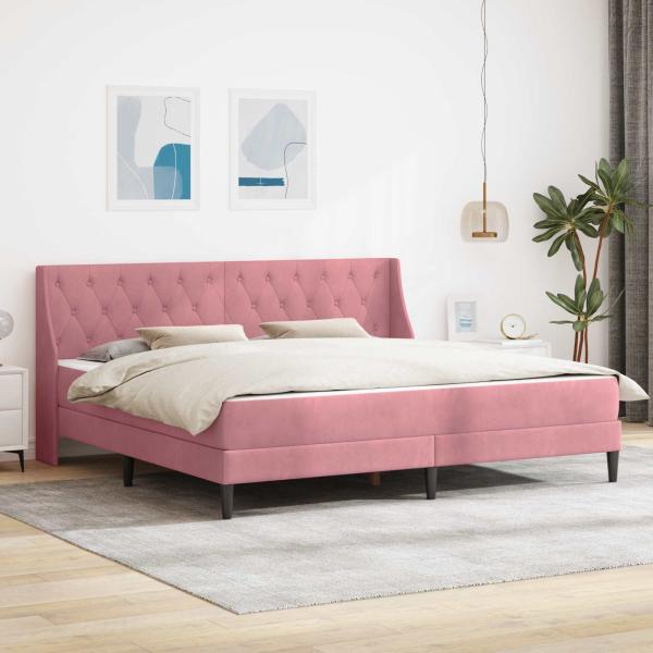 ARDEBO.de - Bettgestell mit Matratze mit Matratze Rosa 200 x 200 cm Samt