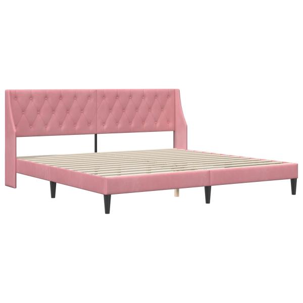 Bettgestell mit Matratze mit Matratze Rosa 200 x 200 cm Samt