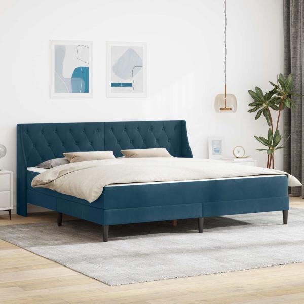 ARDEBO.de - Bettgestell mit Matratze mit Matratze Blau 200 x 200 cm Samt