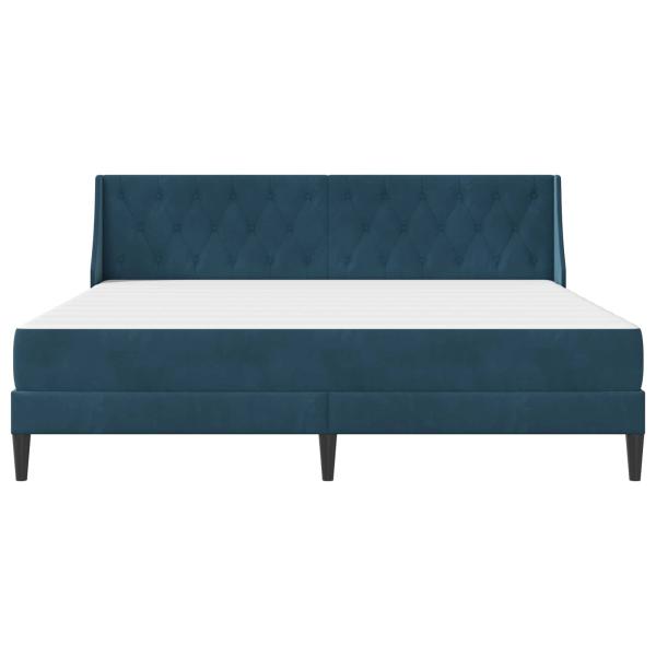 Bettgestell mit Matratze mit Matratze Blau 200 x 200 cm Samt