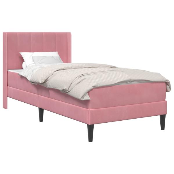 Bettgestell mit Matratze mit Kopfteil Rosa 80 x 200 cm Samt
