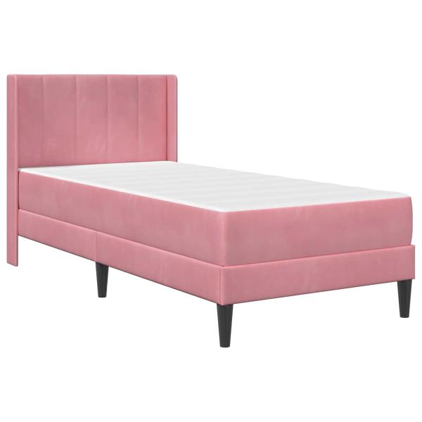 Bettgestell mit Matratze mit Kopfteil Rosa 80 x 200 cm Samt