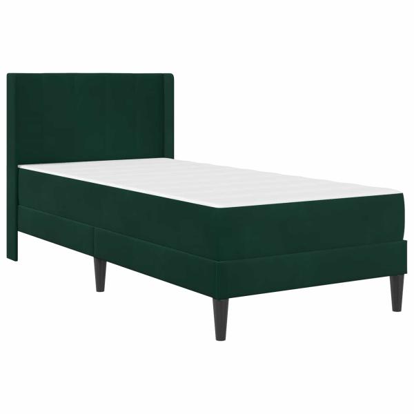 Bettgestell mit Matratze Dunkelgrün 90 x 200 cm Samt