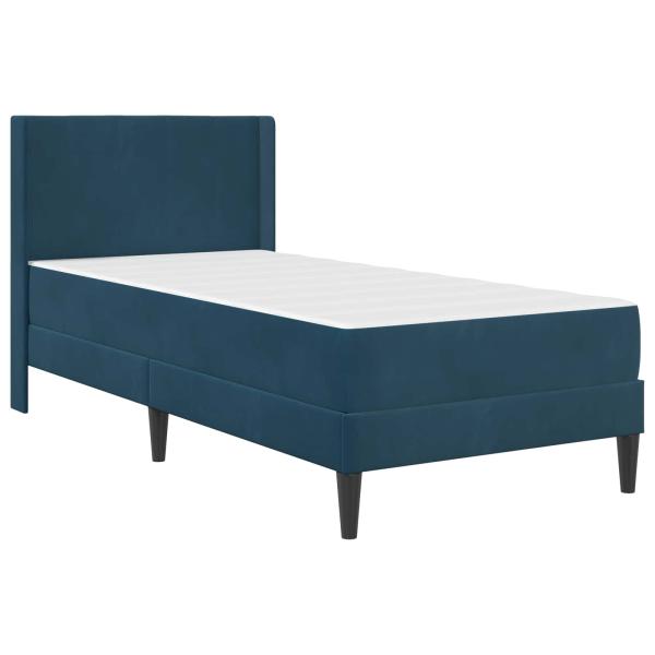 Bettgestell mit Matratze mit Kopfteil Blau 90 x 200 cm Samt