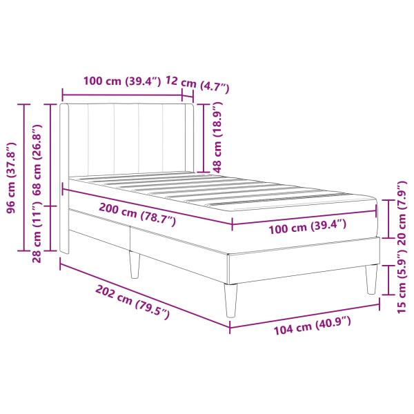 Bettgestell mit Matratze mit Kopfteil Rosa 100 x 200 cm Samt