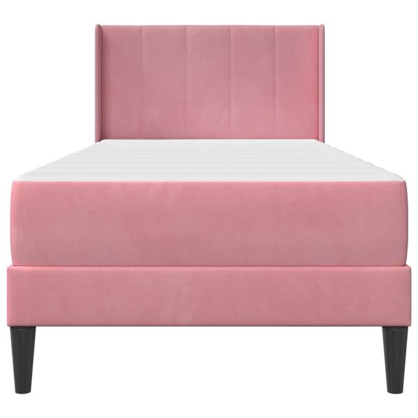 Bettgestell mit Matratze mit Kopfteil Rosa 100 x 200 cm Samt