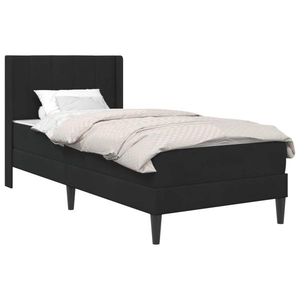 Bettgestell mit Matratze mit Kopfteil Schwarz 100 x 200 cm Samt