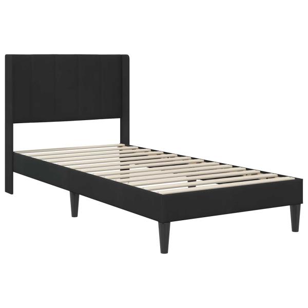 Bettgestell mit Matratze mit Kopfteil Schwarz 100 x 200 cm Samt