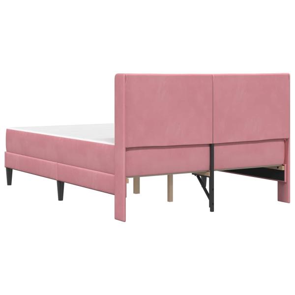 Bettgestell mit Matratze mit Kopfteil Rosa 140 x 190 cm Samt