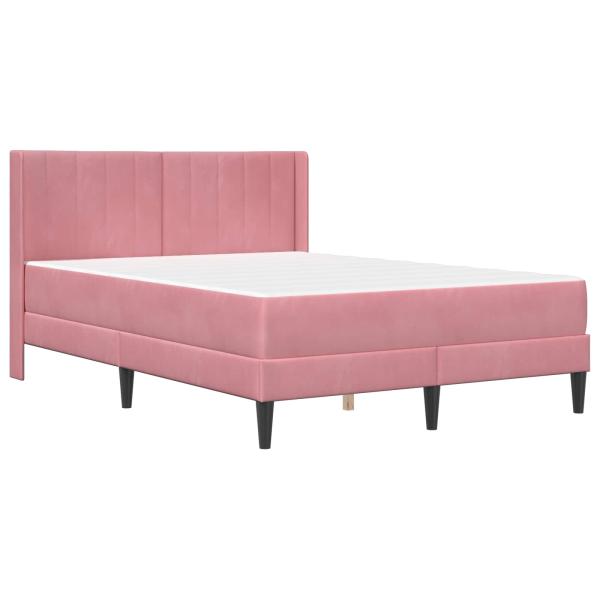 Bettgestell mit Matratze mit Kopfteil Rosa 140 x 200 cm Samt