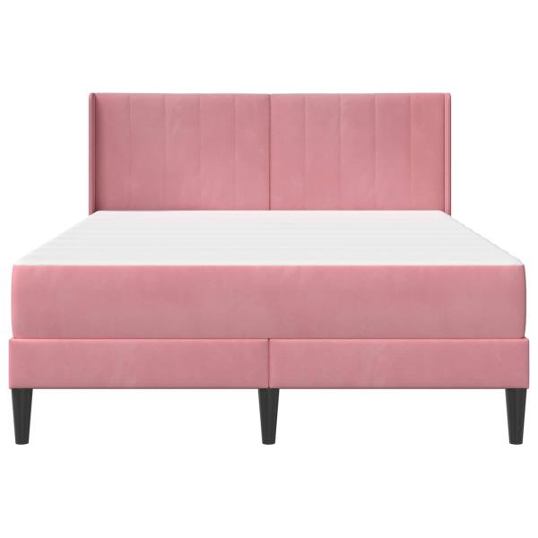 Bettgestell mit Matratze mit Kopfteil Rosa 140 x 200 cm Samt