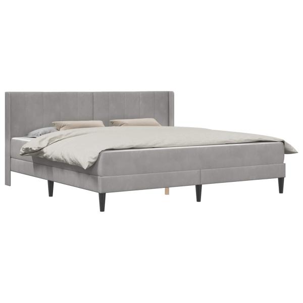 Bettgestell mit Matratze Hellgrau 180 x 200 cm Samt