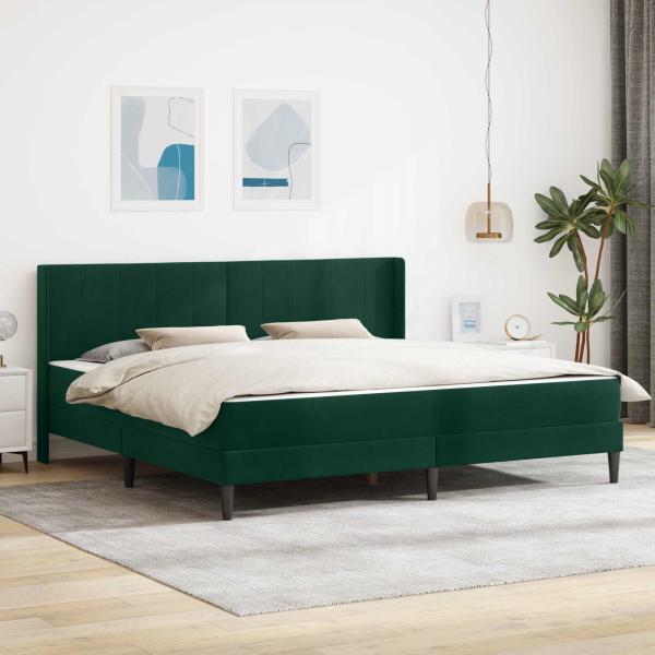 ARDEBO.de - Bettgestell mit Matratze Dunkelgrün 180 x 200 cm Samt