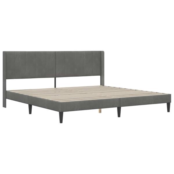 Bettgestell mit Matratze Dunkelgrau 200 x 200 cm Samt