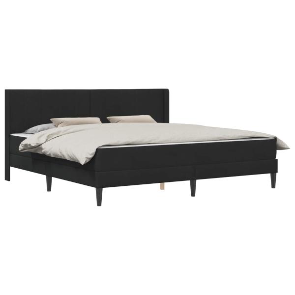Bettgestell mit Matratze mit Kopfteil Schwarz 200 x 200 cm Samt