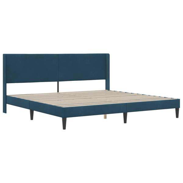 Bettgestell mit Matratze mit Kopfteil Blau 200 x 200 cm Samt