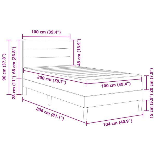 Bettrahmen Schwarz 100 x 200 cm Polyester
